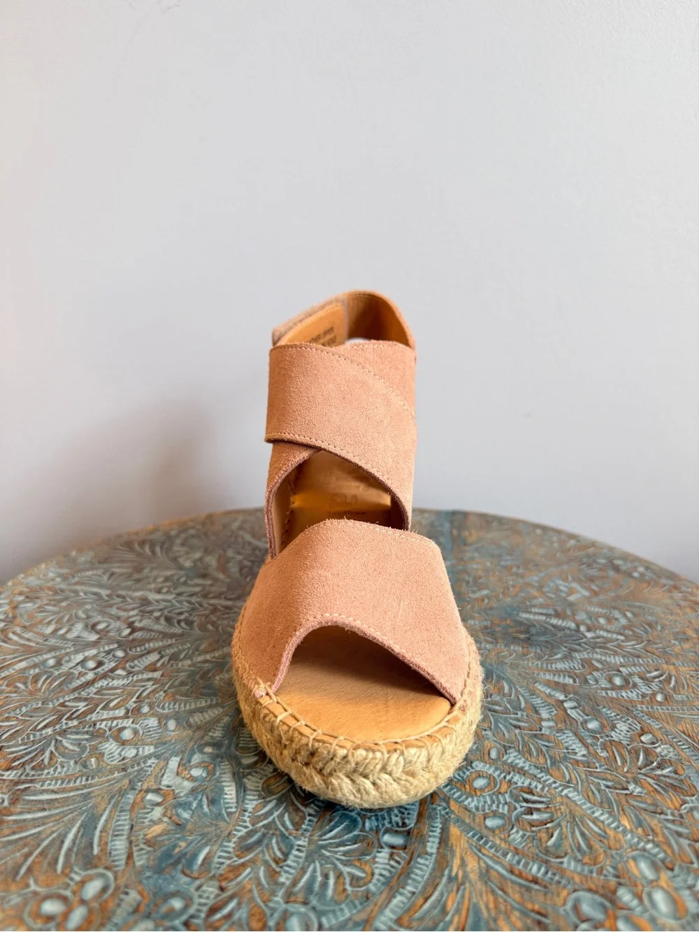 NWT! Jutelia pale pink suede wedge heel espadrilles size 39